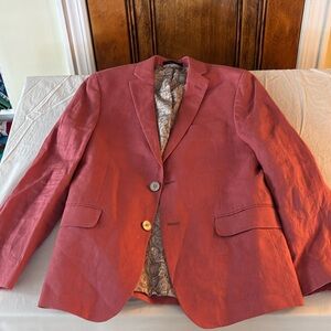 Lauren Ralph Lauren Boys Linen Blazer - Coral/Nantucket Red - Size 14R